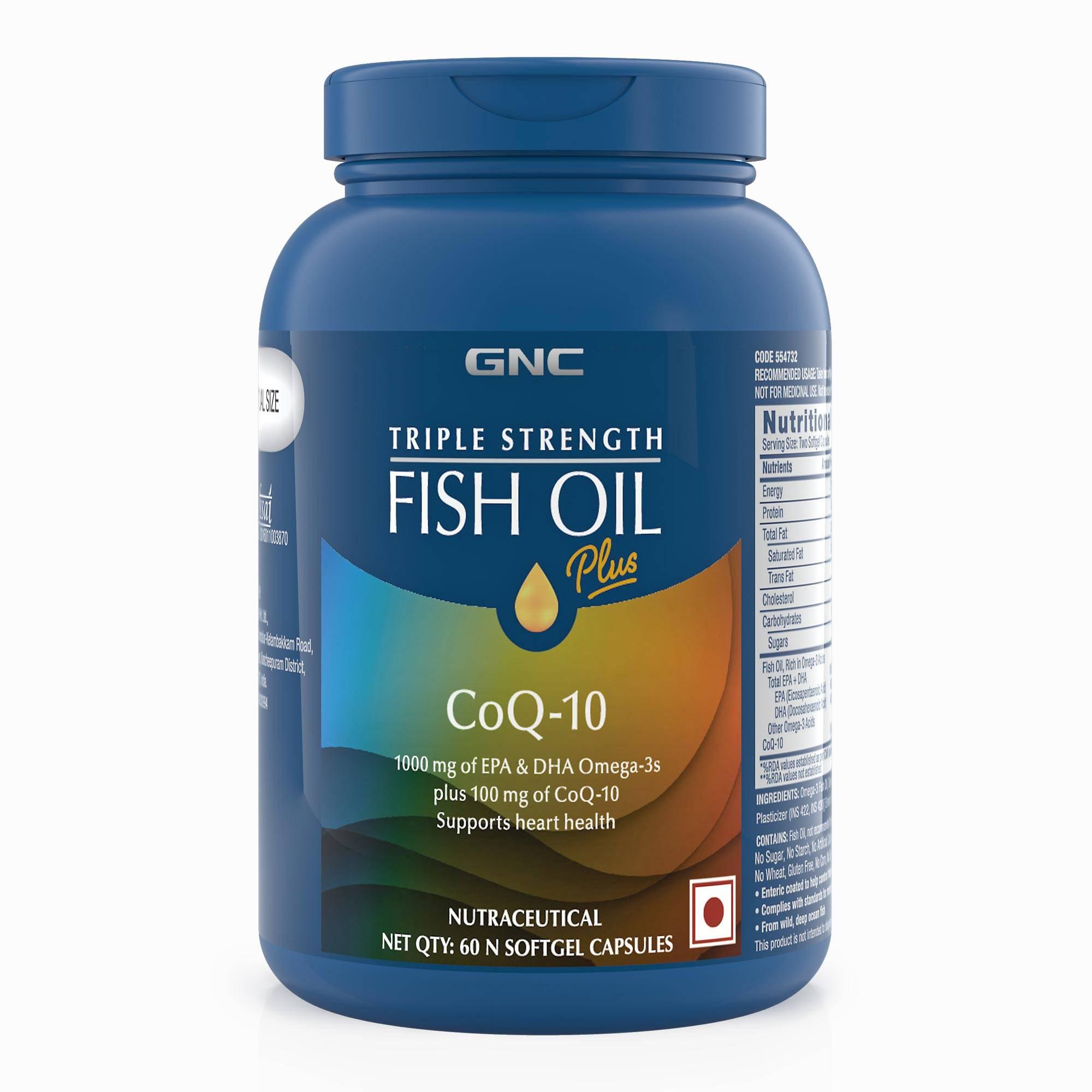 GNC Triple Strength Fish Oil Plus CoQ-10 - Promotes Heart Health and Overall Wellbeing - GNC India