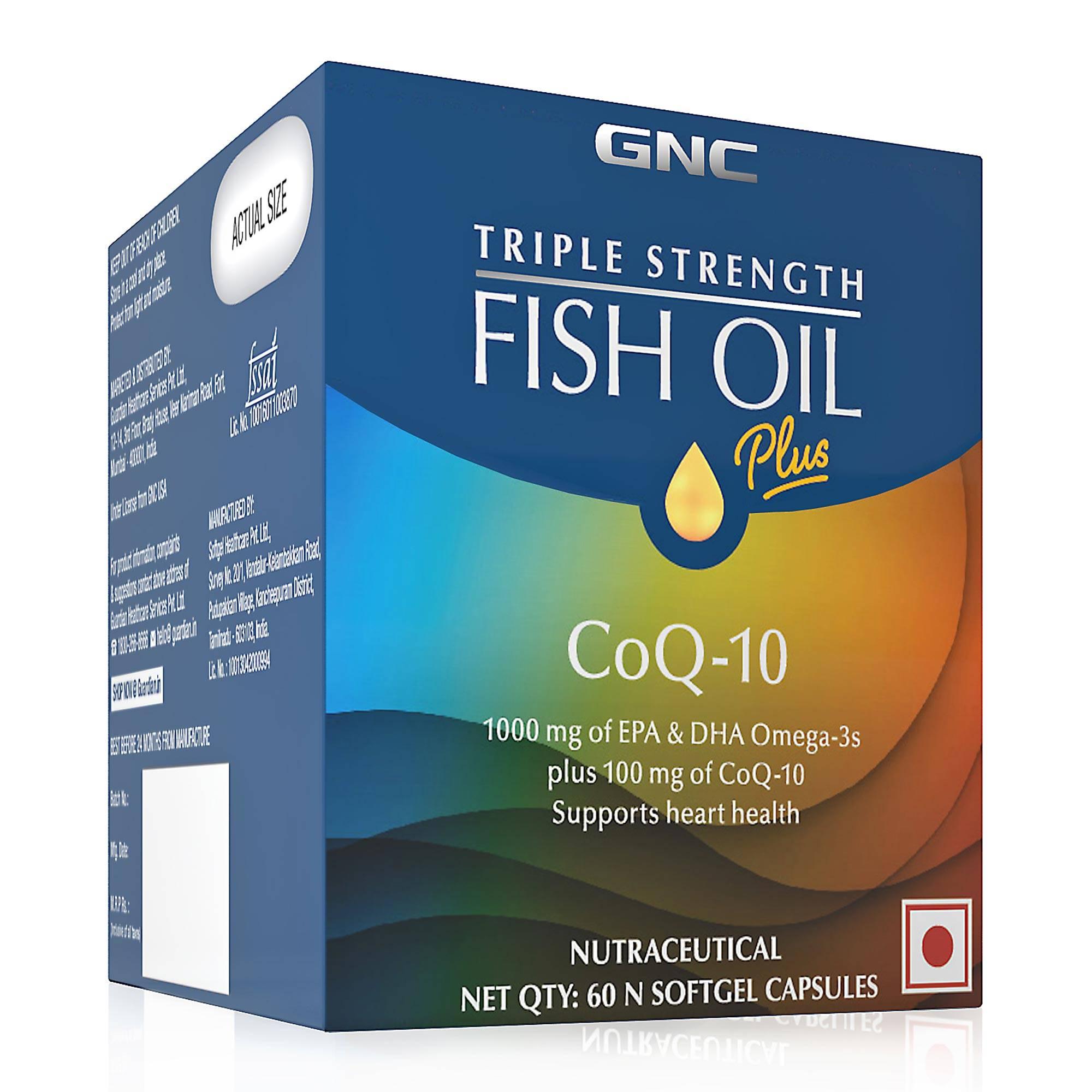 GNC Triple Strength Fish Oil Plus CoQ-10 - Promotes Heart Health and Overall Wellbeing - GNC India