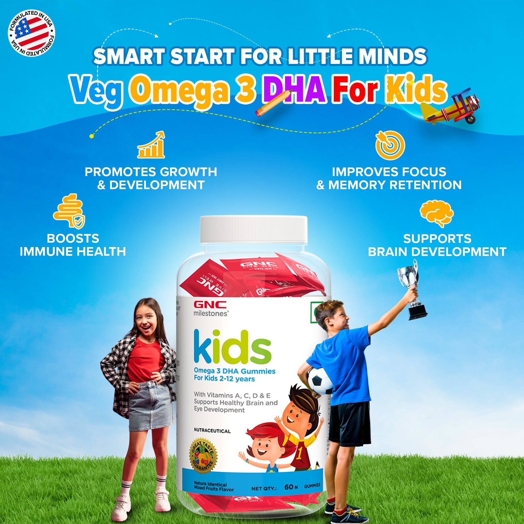 GNC milestones kids Omega 3 DHA Gummies