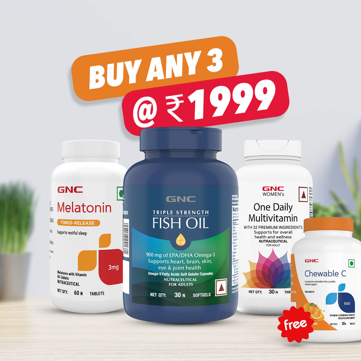 GNC - Get 3 for ₹ 1999